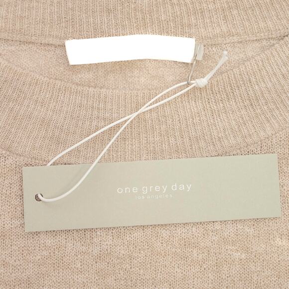 Revolve One Grey Day Linen Blend Crew Neck Sweater In Oatmeal Size Large - Picture 6 of 11